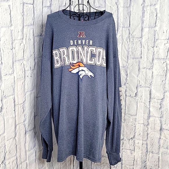 MAJESTIC Denver Bronco's‎ Long Sleeves Blue Men's Shirt 2XL/XG - Picture 1 of 7